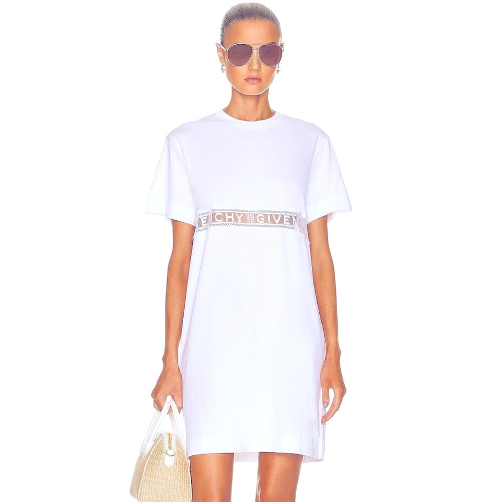 NWT, Givenchy Lace  Incrustation Logo T Shirt Dress